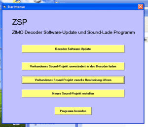 Test du Zimo MXULFA: interface du logiciel ZSP